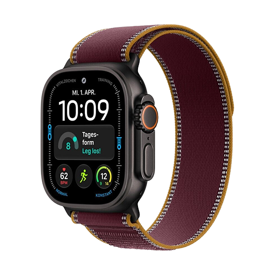Watch Apple Watch Ultra 4 (2026) 5G 49mm Black Titanium Case with Burgundy Trail Loop S/M - Burgundy