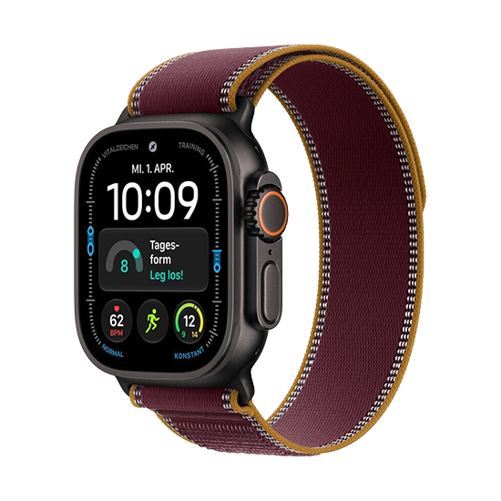 Watch Apple Watch Ultra 4 (2026) 5G 49mm Black Titanium Case with Burgundy Trail Loop M/L - Burgundy