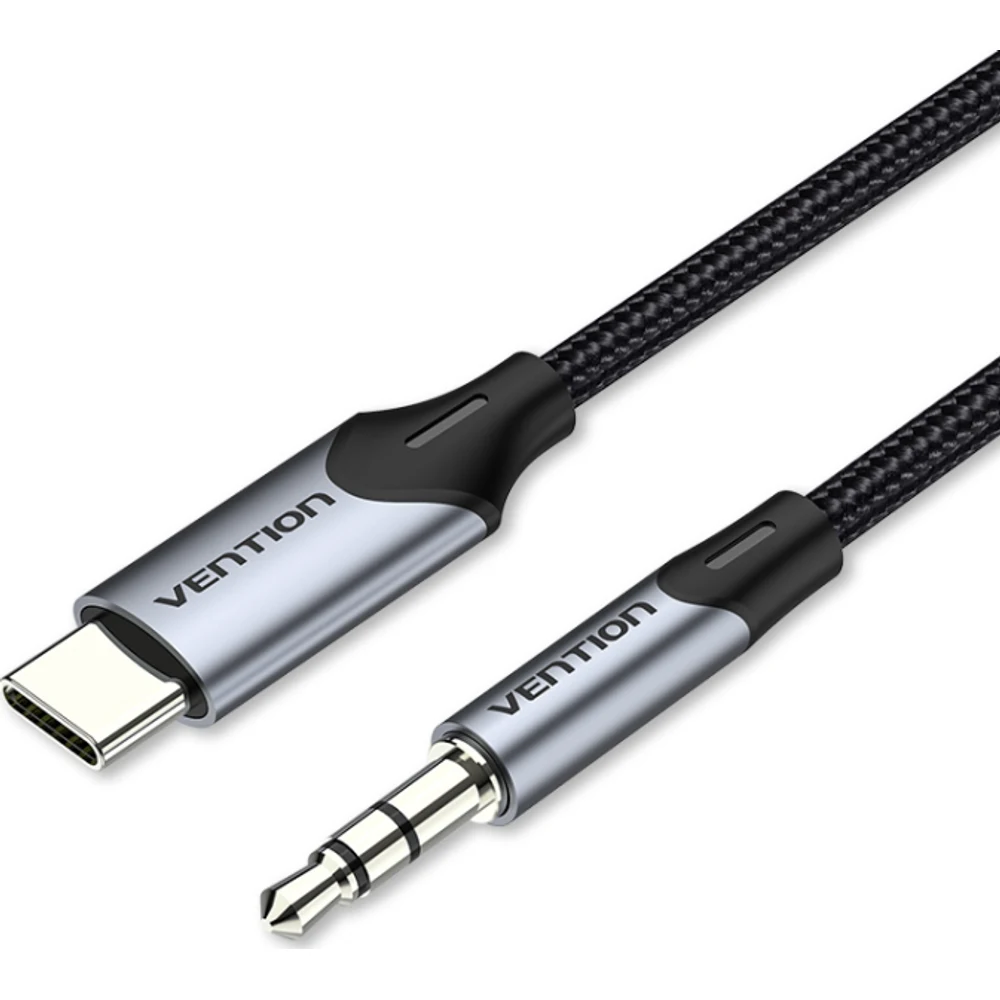כבל USB-C MALE TO 3.5MM MALE 1.5M GRAY ALUMINUM ALLOY TYPE VENTION