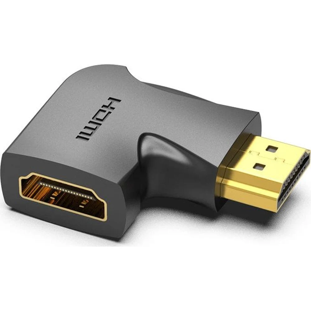 מתאם HDMI 90 DEGREE MALE TO FEMALE VERTICAL FLAT BLACK VENTION