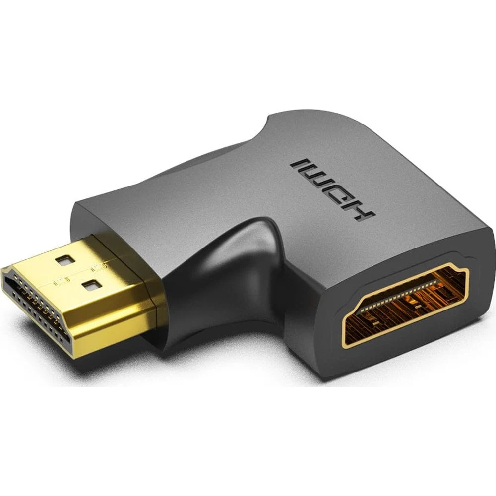 מתאם HDMI 270 DEGREE MALE TO FEMALE VERTICAL FLAT BLACK VENTION