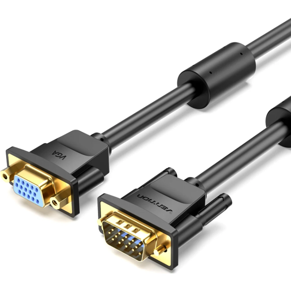 כבל VGA MALE TO MALE WITH FERRITE CORES 5M BLACK VENTION