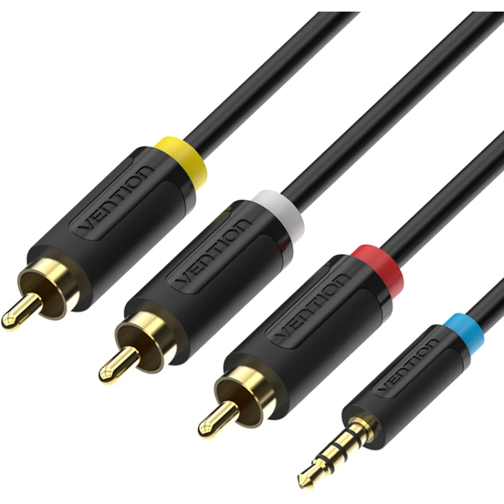 כבל 2.5MM MALE TO 3RCA MALE AV 1.5M BLACK VENTION