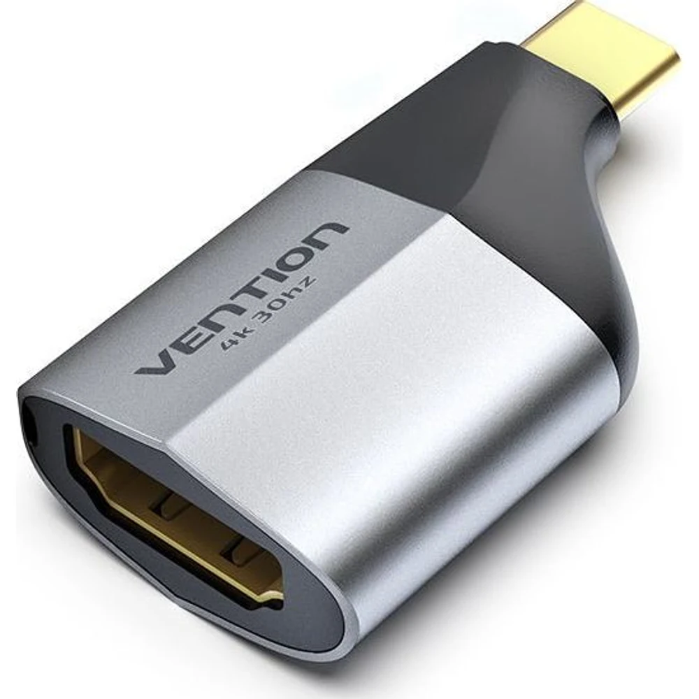 מעביר TYPE-C TO HDMI/USB3.0*3/RJ45/PD 0.15M GRAY METAL TYPE VENTION