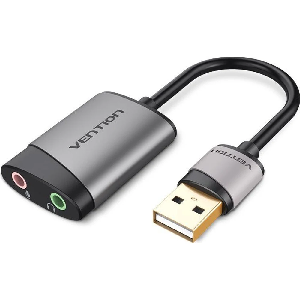 מתאם USB EXTERNAL SOUND CARD 0.15M GRAY METAL TYPE OMTP-CTIA VENTION