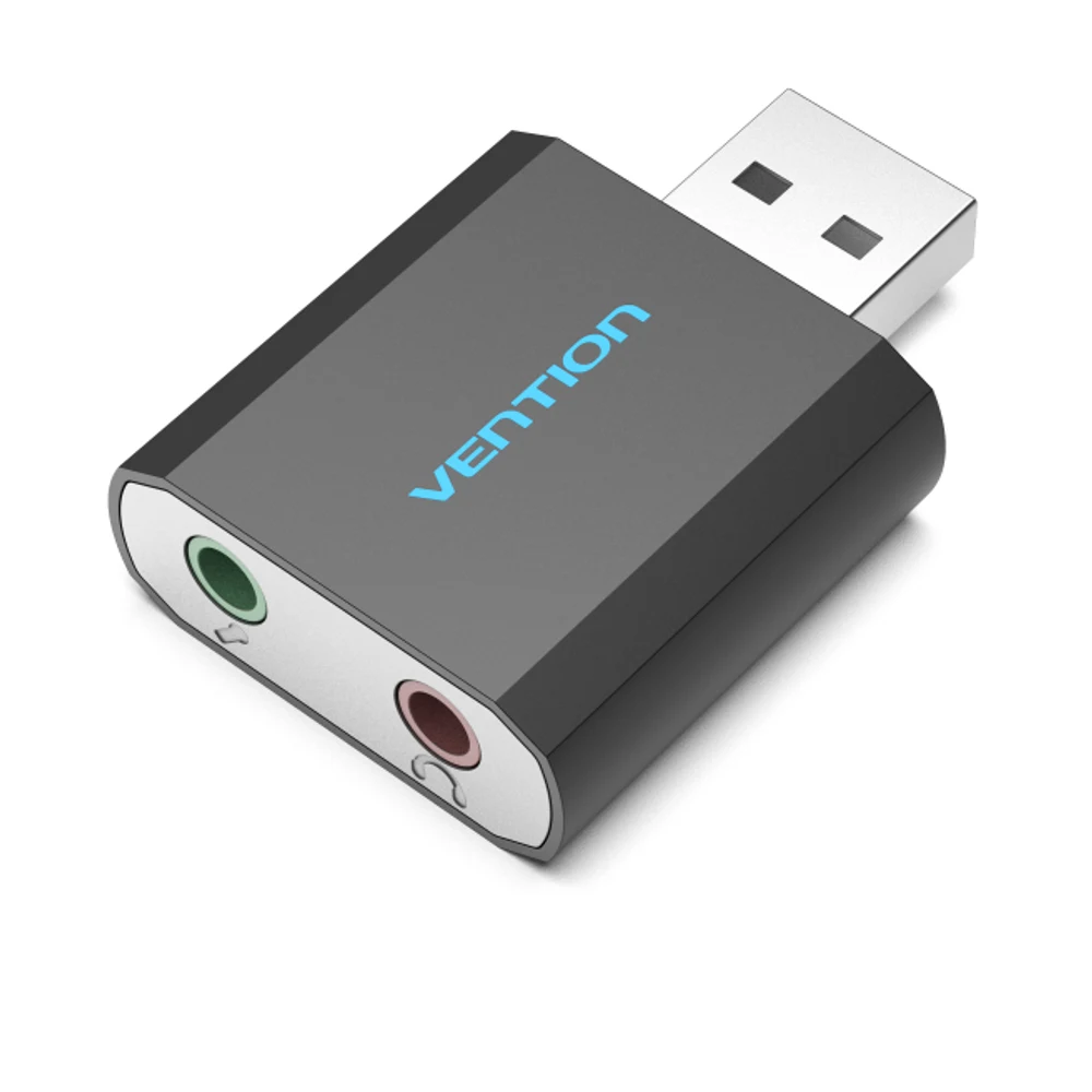 מתאם USB EXTERNAL SOUND CARD BLACK METAL TYPE VENTION